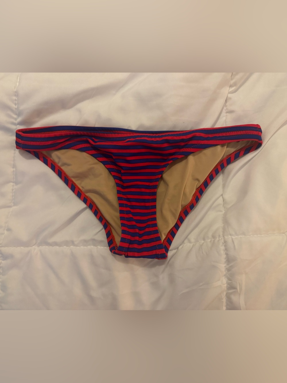 NWOT J. Crew Red and Blue Striped Bikini Bottom XS